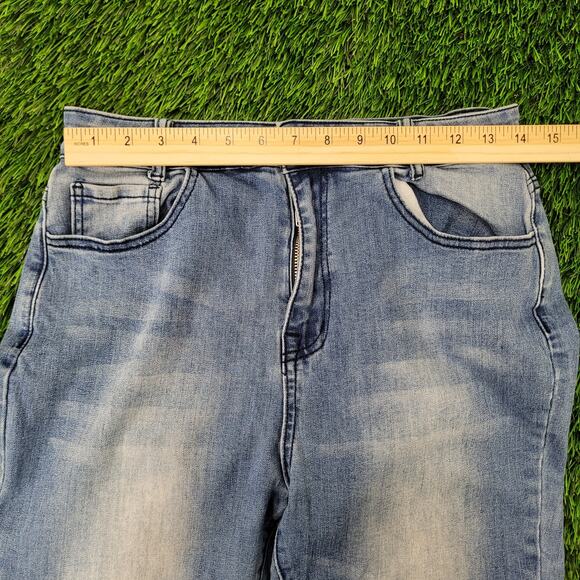 Vintage Y2K Flared Jeans Womens 3/4 28x32 Blue - Picture 13 of 16